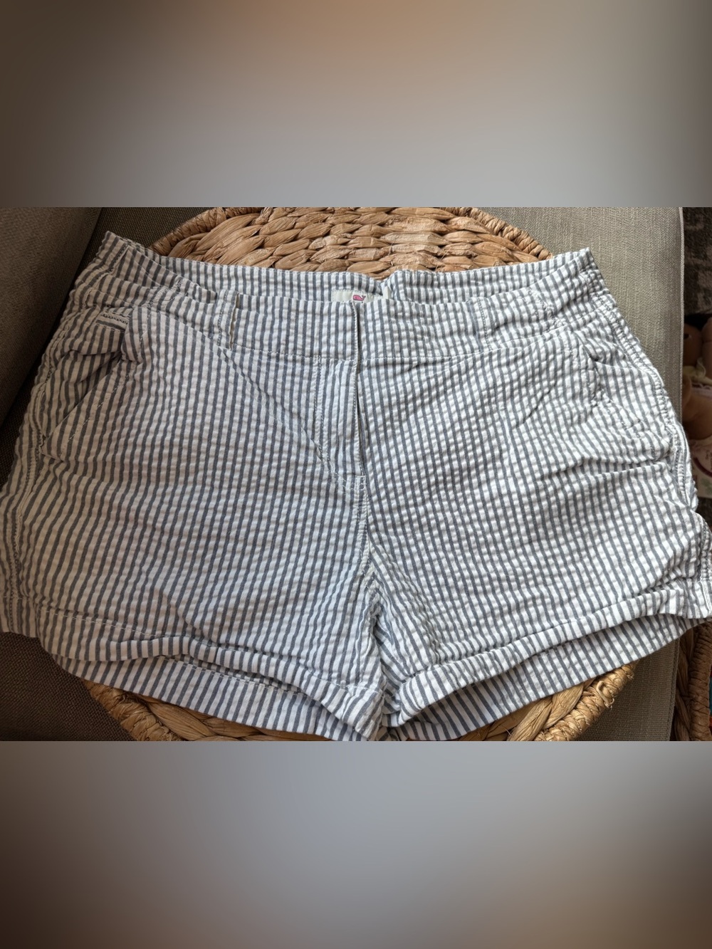 Vineyard Vines Blue & White Striped Seersucker Shorts